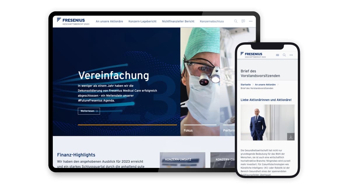 Referenz: Zukunftsweisend und Stakeholder-orientiert: Digitaler Geschäftsbericht von Fresenius 